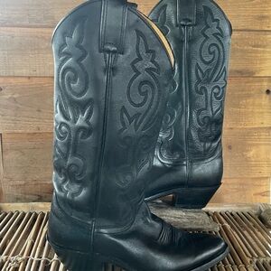 Justin Black Leather Cowboy Boots L4911